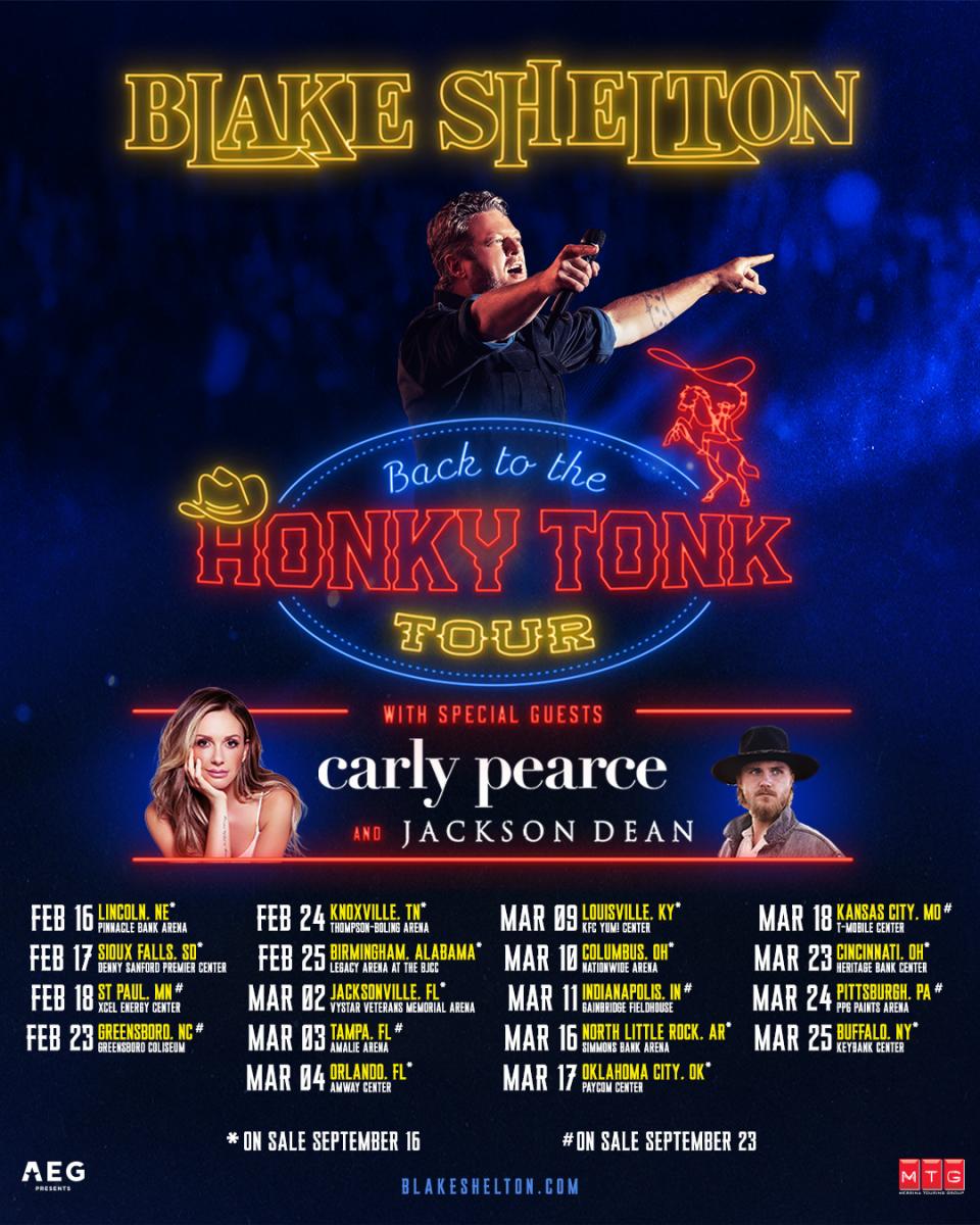 Blake Shelton Announces Back To The Honky Tonk US Tour For Early 2023